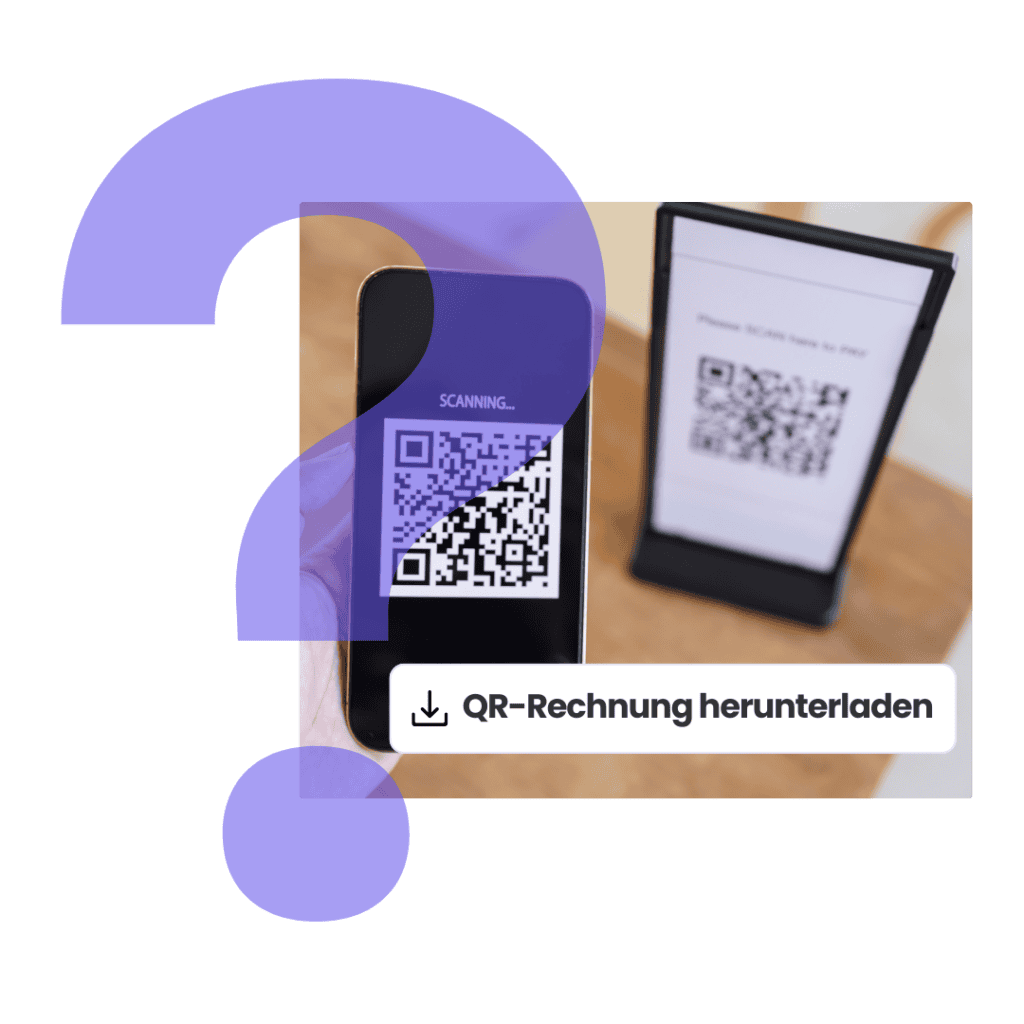 Smartphone scannt einen QR-Code mit der Option, die QR-Rechnung herunterzuladen